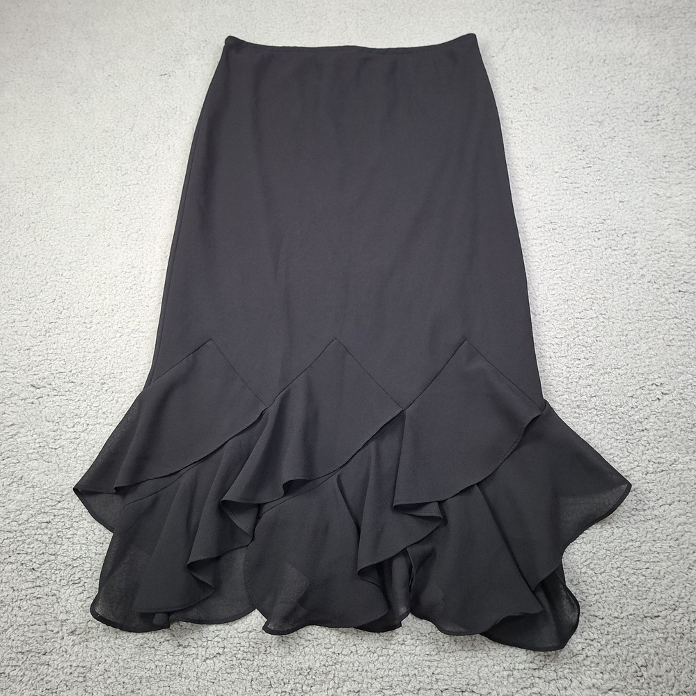 Vintage Metaphor Black Layered Ruffle Hem Fit and Flare Skirt Sz XL Dressy